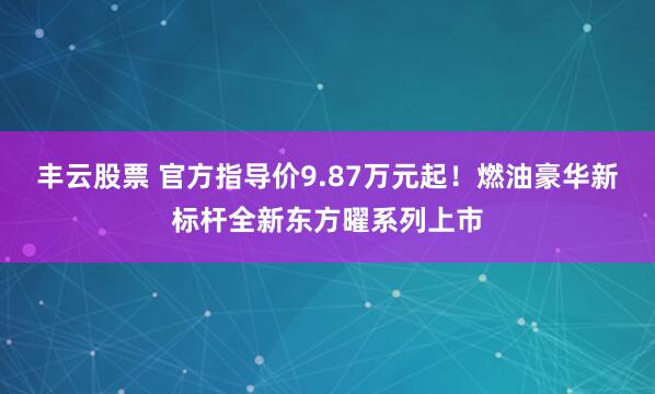 丰云股票 官方指导价9.87万元起！燃油豪华新标杆全新东方曜系列上市